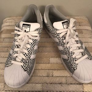 Adidas superstars white and black snakeskin like